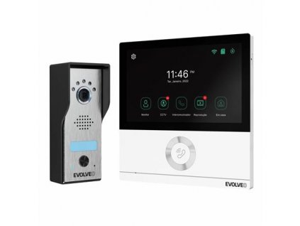 EVOLVEO DoorPhone AHD7, Sada domácího WiFi videotelefonu s ovládáním brány nebo dveří bílý monitor