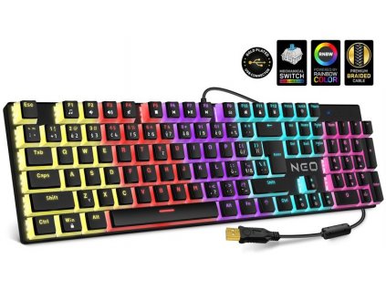 CONNECT IT NEO Pudding mechanická herní klávesnice, rainbow podsvícení, USB (Full Size CZ verze)