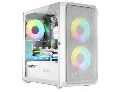 LOGIC PC skříň Portos ARGB MINI 1x USB 3.0, 2x USB 2.0 + audio, bílá, bez zdroje