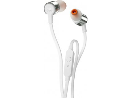 JBL Tune 210 - white (Pure Bass, plochý kabel, 1tlačítkový ovladač)