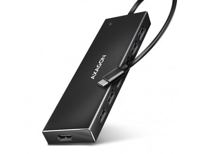 AXAGON HUE-F7C, 7x USB 3.2 Gen 1 ALU FLAT CHARGING hub, micro USB nap. konektor, kabel USB-C 30cm