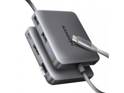 AXAGON HMC-5HL USB 5Gbps hub, 2x USB-A, HDMI 4k/60Hz, RJ-45 GLAN, PD 100W, kabel USB-C 20cm