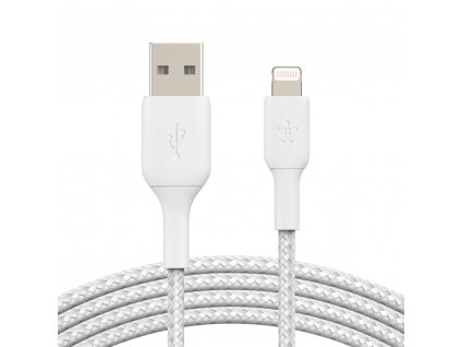 BELKIN kabel oplétaný USB-A - Lightning, 1m, bílý