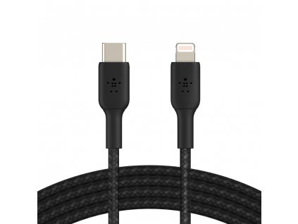 BELKIN kabel oplétaný USB-C - Lightning, 1m, černý