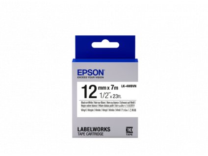 Epson Label Cartridge Vinyl LK-4WBVN Black/White 12mm (7 metres)