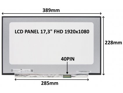 LCD PANEL 17,3'' FHD 1920x1080 40PIN MATNÝ IPS 144HZ / BEZ ÚCHYTŮ