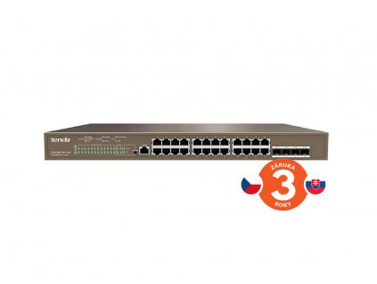 Tenda TEG5328P-24-410W Gigabit L3 PoE+ Switch 370W, 24x 1Gb/s PoE+, 4x SFP, STP, IGMP, VLAN, Rack