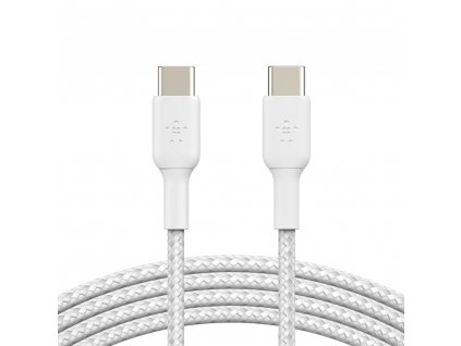 BELKIN kabel oplétaný USB-C - USB-C, 1m, bílý