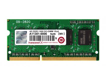 Transcend paměť SODIMM DDR3 4GB 1600MHz 1Rx8 CL11