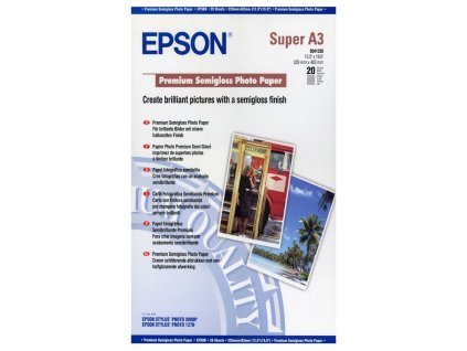 EPSON fotopapír C13S041328/ A3+/ Premium Semigloss Photo / 20 listů