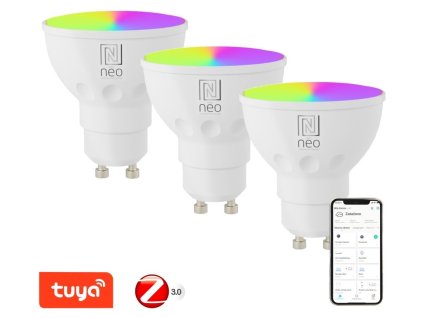 IMMAX NEO SMART sada 3x LED žárovka GU10 4,8W RGB+CCT barevná a bílá, stmívatelná, Zigbee, TUYA