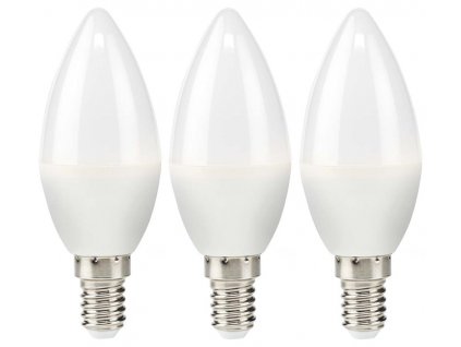 NEDIS LED žárovka E14/ svíčka/ 4,9 W/ 220 V/ 470 lm/ 2700 K/ teplá bílá/ matná/ 3 kusy