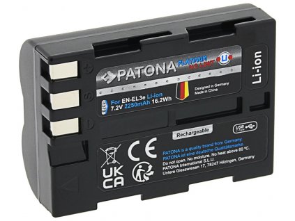 PATONA baterie pro foto Nikon EN-EL3E 2250mAh Li-Ion Platinum USB-C nabíjení