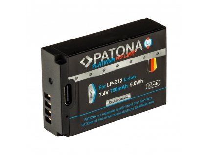 PATONA baterie pro foto Canon LP-E12 750mAh Li-Ion Platinum USB-C nabíjení