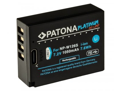 PATONA baterie pro foto Fuji NP-W126S 1050mAh Li-Ion Platinum USB-C nabíjení