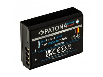 PATONA baterie pro foto Canon LP-E10 1020mAh Li-Ion Platinum USB-C nabíjení