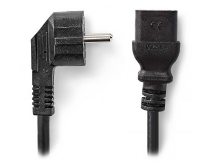 NEDIS napájecí kabel 230V/ přípojný 16A/ konektor IEC-320-C19/ úhlová zástrčka Schuko/ černý/ bulk/ 2m