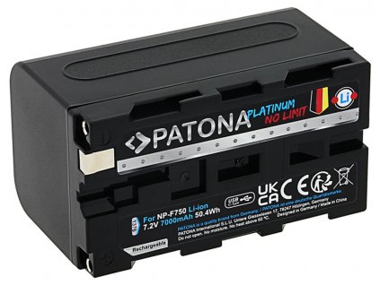 PATONA baterie pro digitální kameru Sony NP-F550/F750/F950 7000mAh Li-Ion Platinum USB-C nabíjení