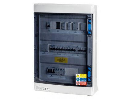 Solarmi AC40 osazený rozvaděč pro fotovoltaiku, jističe, chránič, 10kW 3f, plný automatický backup, 40A