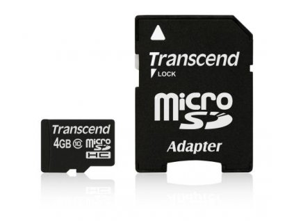Transcend 4GB microSDHC (Class 10) paměťová karta (s adaptérem)