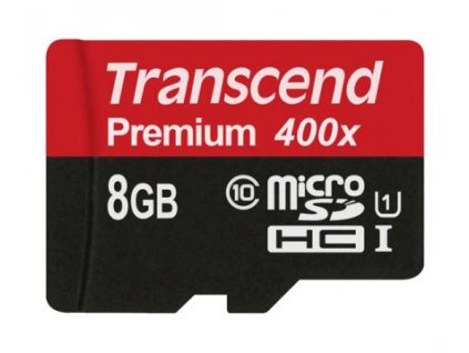 Transcend 8GB microSDHC UHS-I 400x Premium (Class 10) paměťová karta (bez adaptéru)