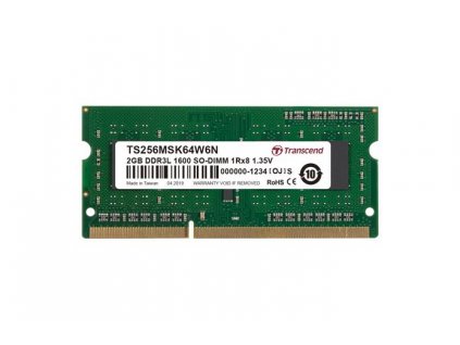 Transcend TS256MSK64W6N 2GB DDR3L 1600 SO-DIMM 1Rx8