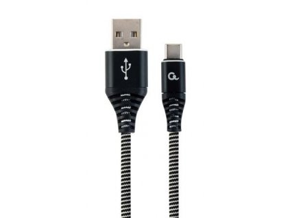 CABLEXPERT Kabel USB 2.0 AM na Type-C kabel (AM/CM), 1m, opletený, černo-bílý, blister, PREMIUM QUALITY,