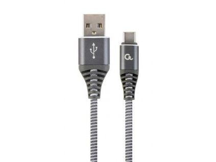 CABLEXPERT Kabel USB 2.0 AM na Type-C kabel (AM/CM), 1m, opletený, šedo-bílý, blister, PREMIUM QUALITY