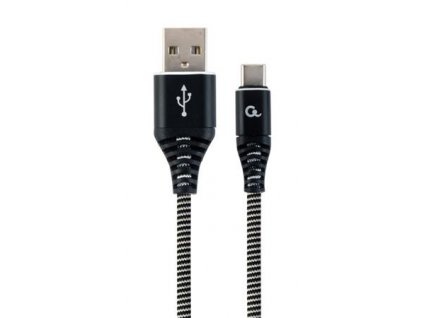 CABLEXPERT Kabel USB 2.0 AM na Type-C kabel (AM/CM), 2m, opletený, černo-bílý, blister, PREMIUM QUALITY