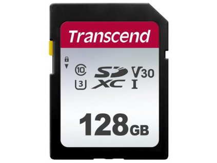 Transcend 128GB SDXC 300S (Class 10) UHS-I U1 V10 paměťová karta, 100 MB/s R, 25 MB/s W