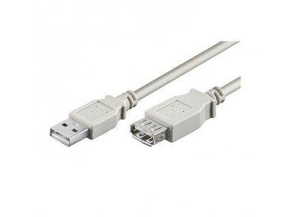 PremiumCord prodlužovací kabel USB2.0 A-A (A-M/A-F)/ 5m/ šedé