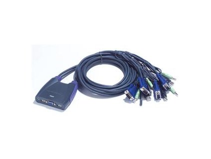 Aten 4-port KVM USB mini, audio, 1.8m kabely