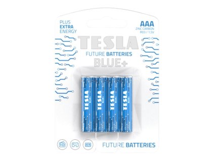 TESLA BLUE+ Zinc Carbon baterie AAA (R03, mikrotužková, blister) 4 ks