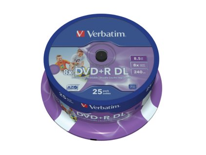 VERBATIM DVD+R DoubleLayer 8,5GB/ 8x/ Inkjet printable/ 25pack/ spindle