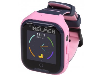 HELMER dětské hodinky LK 709 s GPS lokátorem/ dot. display/ 4G/ IP67/ nano SIM/ videohovor/ foto/ Android a iOS/ růžové