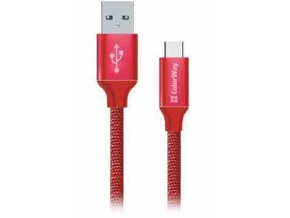 Colorway Datový Kabel Usb /USB-C/ 1m/ 2.1A/ Červený