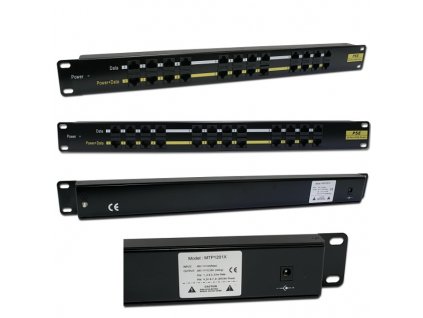 POE Patch panel/ UTP cat.5e 12p/ 1U/ Black (provedení 19" rack)