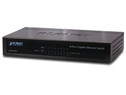 Planet GSD-803 switch 10/100/1000 (8x1000Base-T), EuP, 802.3az, kov, fanless