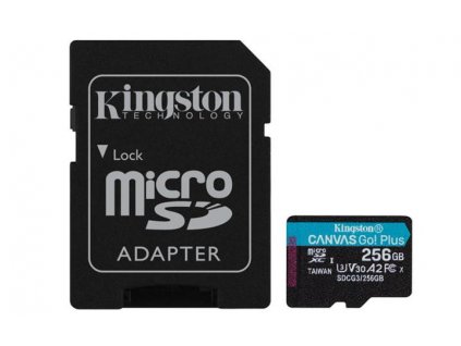 KINGSTON 256GB microSDXC Canvas Go! Plus 170R/100W U3 UHS-I V30 Card + SD Adapter