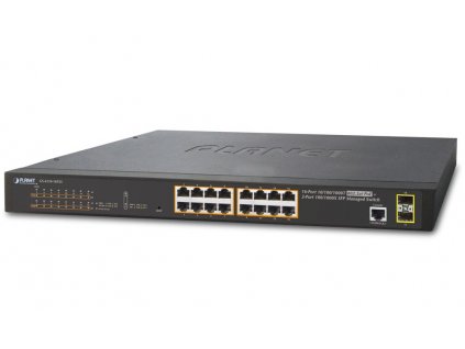 Planet GS-4210-16P2S L2 switch, 16x1Gb, 2x1Gb SFP, 16x PoE 802.3at 220W