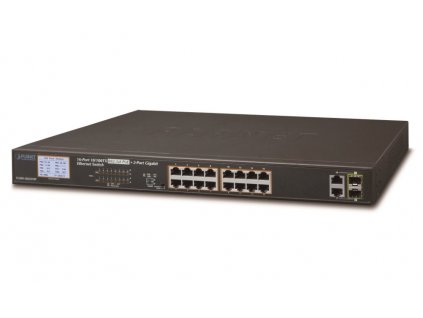 Planet FGSW-1822VHP PoE switch, 16x100,2x1000-TP/SFP, LCD, VLAN, IEEE 802.3at<300W