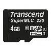Transcend 4GB microSDHC220I UHS-I U1 (Class 10) SuperMLC průmyslová paměťová karta, 80MB/s R, 45MB/s W, černá