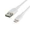 BELKIN kabel oplétaný USB-A - Lightning, 2m, bílý