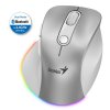 GENIUS Ergo 9000S Pro Silver/ duální Bluetooth + 2,4GHz/ 2400 dpi/ bezdrátová/ 6tlačítková/ dobíjecí/ RGB/ stříbrná