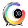 IMMAX LED noční lampička PEACOCK s hodinami/ RGB světlo/ 20W/ 400lm/ 5V/2,1A/ USB port/ zlatá