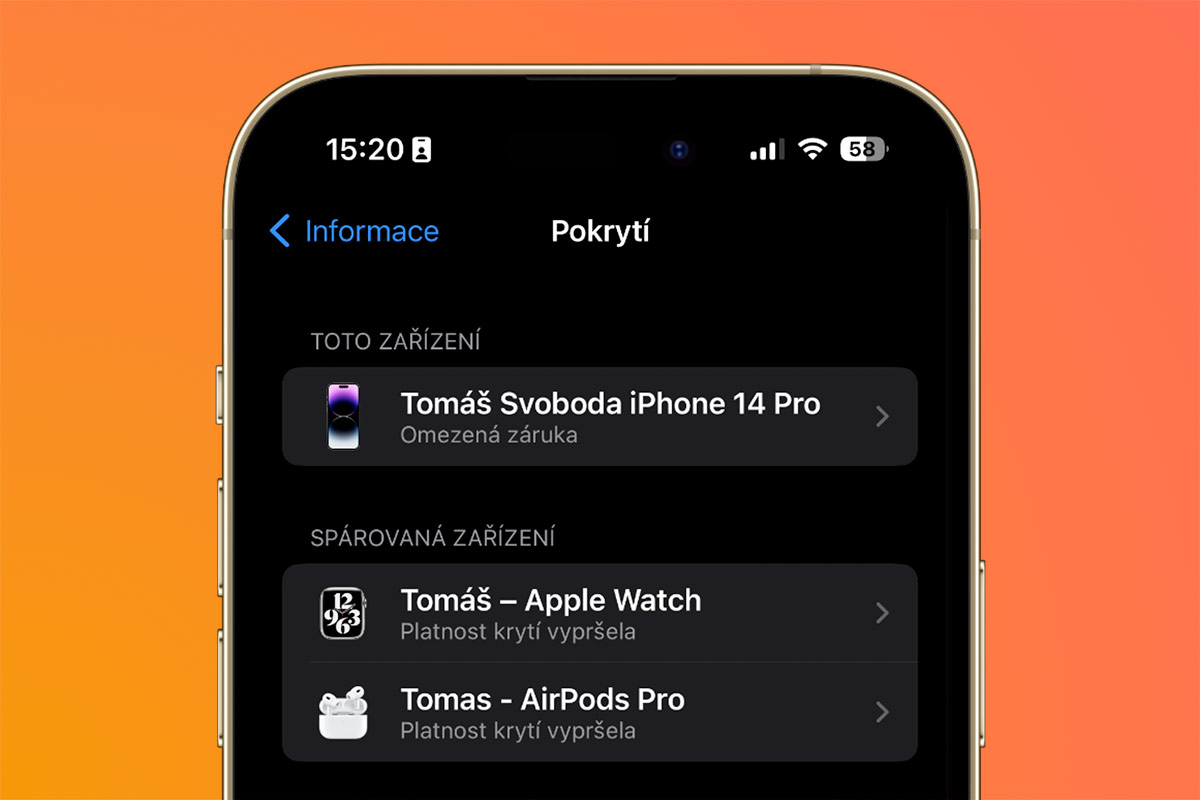 Jak najít informace o záruce Apple zařízení