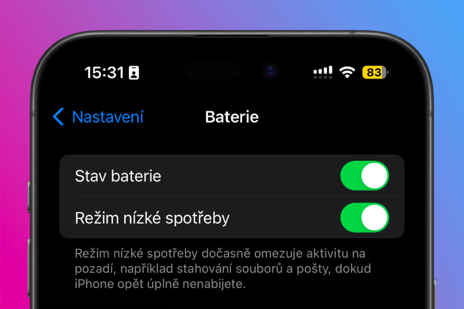 Jak automaticky spustit režim nízké spotřeby na iPhone