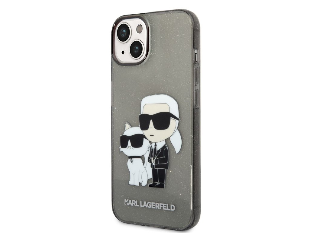 Coque iPhone 15 Pro Max Karl Lagerfeld IML Glitter Karl & Choupette MagSafe
