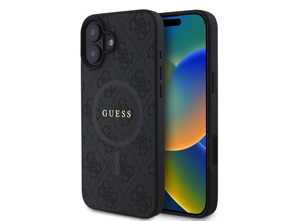 Ochranný kryt na iPhone 16 PLUS - Guess, 4G Colored Ring MagSafe Black