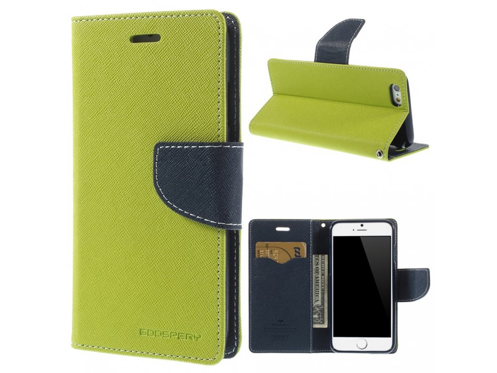 Pouzdro / kryt pro Apple iPhone 6 / 6S - Mercury, Fancy Diary Lime/Navy